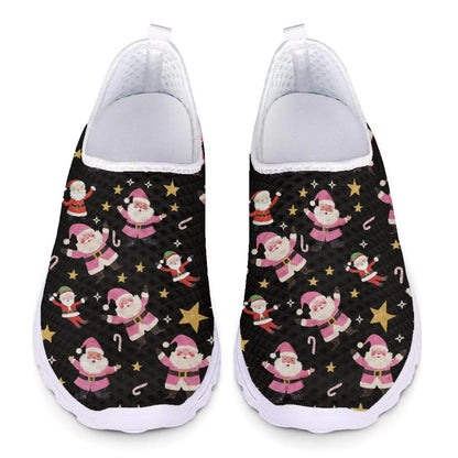 Coloranimal Cute Santa Claus Star Print Shoes for Women Walking Shoes Mesh Sports Shoes Breathable Aqua Water Shoes Swim Beach Christmas Theme Slip-on Shoes Footwear for Walking Running - Estes Brands, LLC