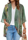 Women's Floral Print Puff Sleeve Kimono Cardigan Loose Cover Up Casual Blouse Tops Small Orange Black