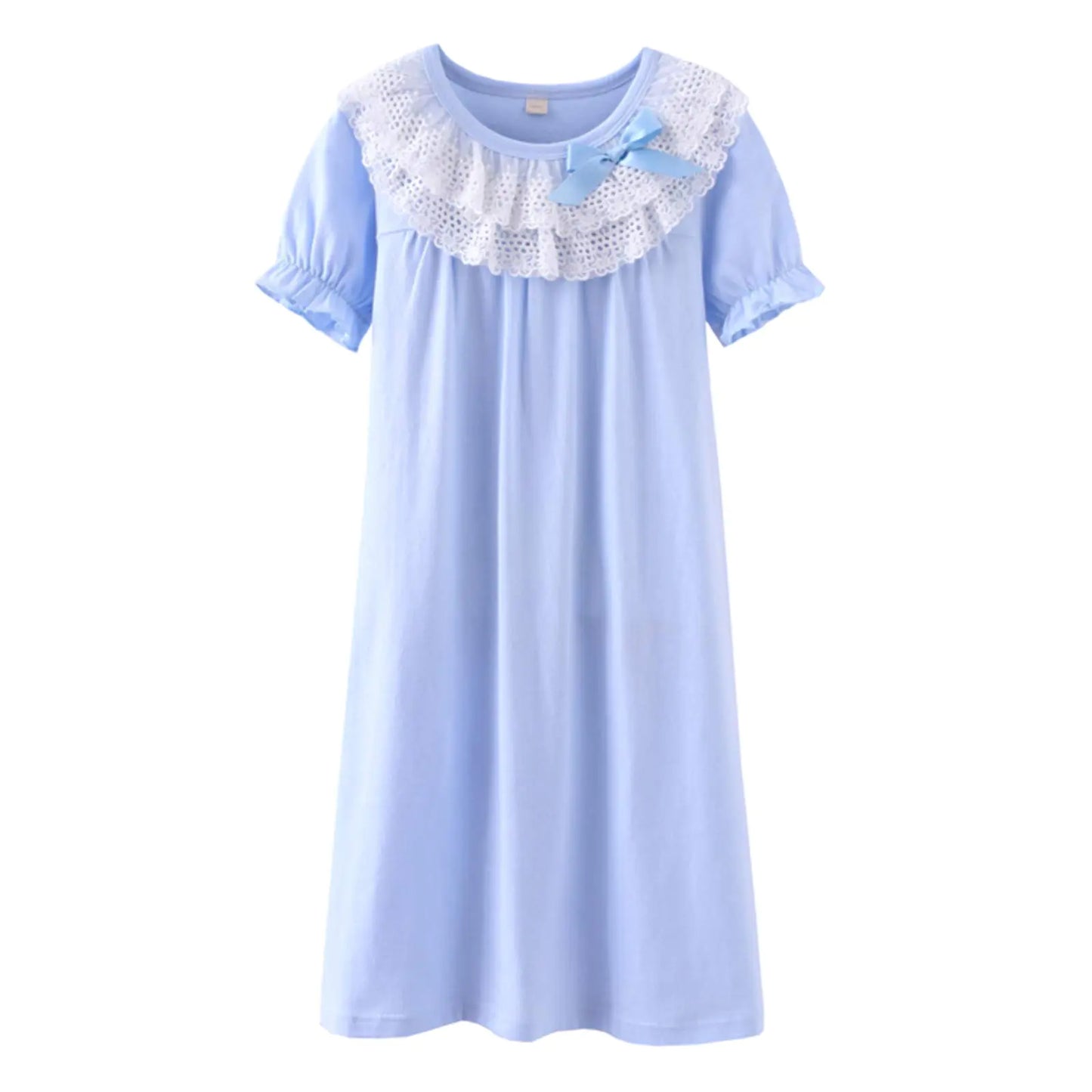 Baby Girls Princess Nightgowns Lace Sleep Shirts Fantasy Sleep Gowns Short Sleeve Blue 3t