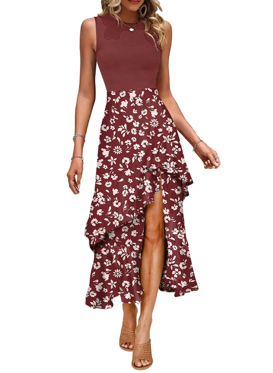 Dokotoo Boho Maxi Summer Dresses for Women 2024 Casual Spring Floral Beach Womens Dresses Dress Sun Dresses Sundresses for Women 2025 Red - Estes Brands, LLC