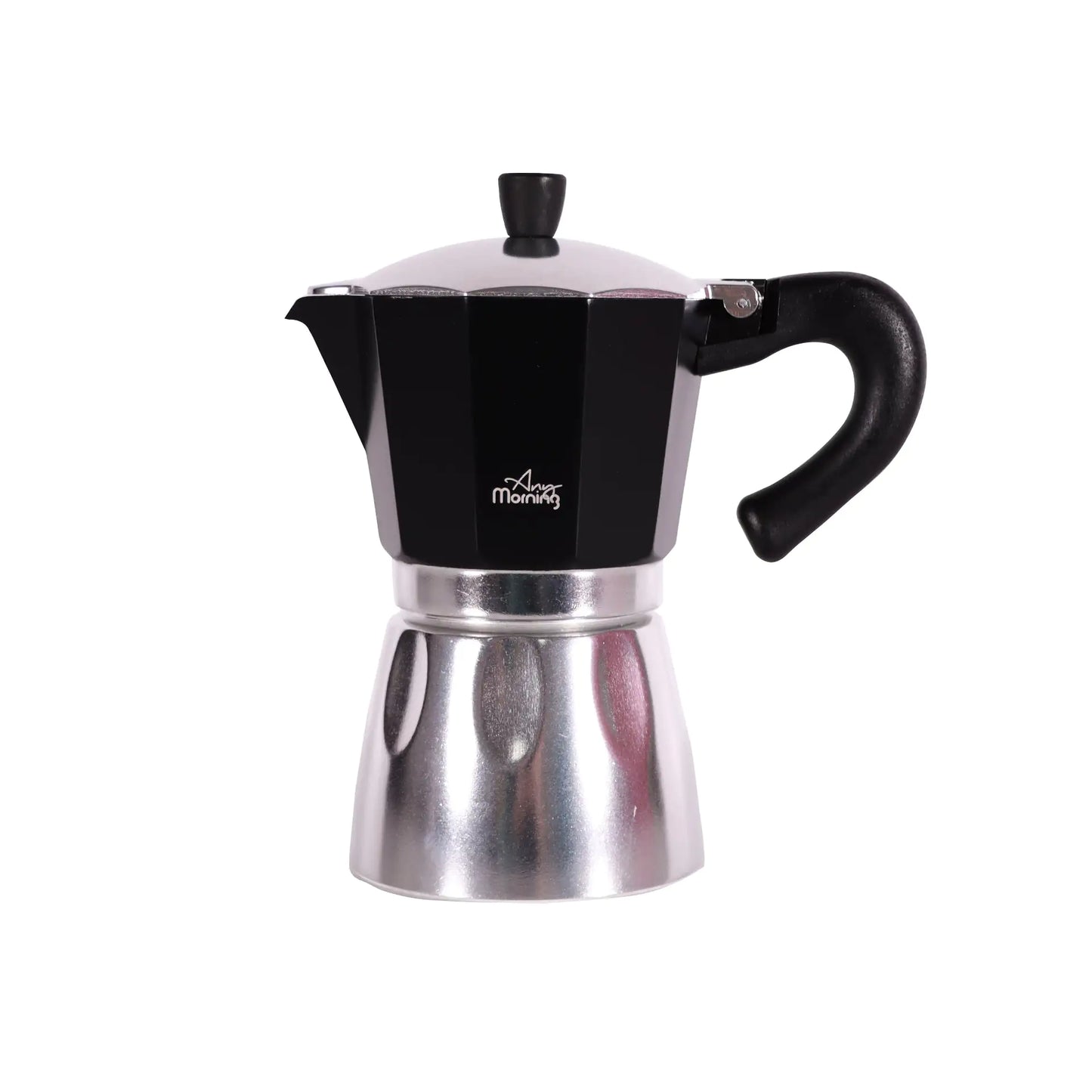 Any Morning Stovetop Espresso Aluminum Moka Pot, Black, 240 ml - 8 oz.