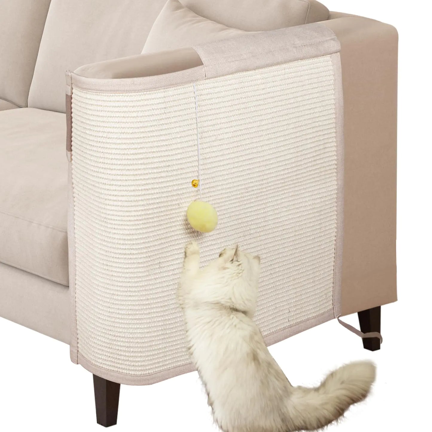 19.7L*23.6W Natural Sisal Couch Protector from Cat ScratchingCat Scratch Sofa Protector with A Interactive Ball for Protecting Couch Sofa Chair (Left Hand) - Estes Brands, LLC