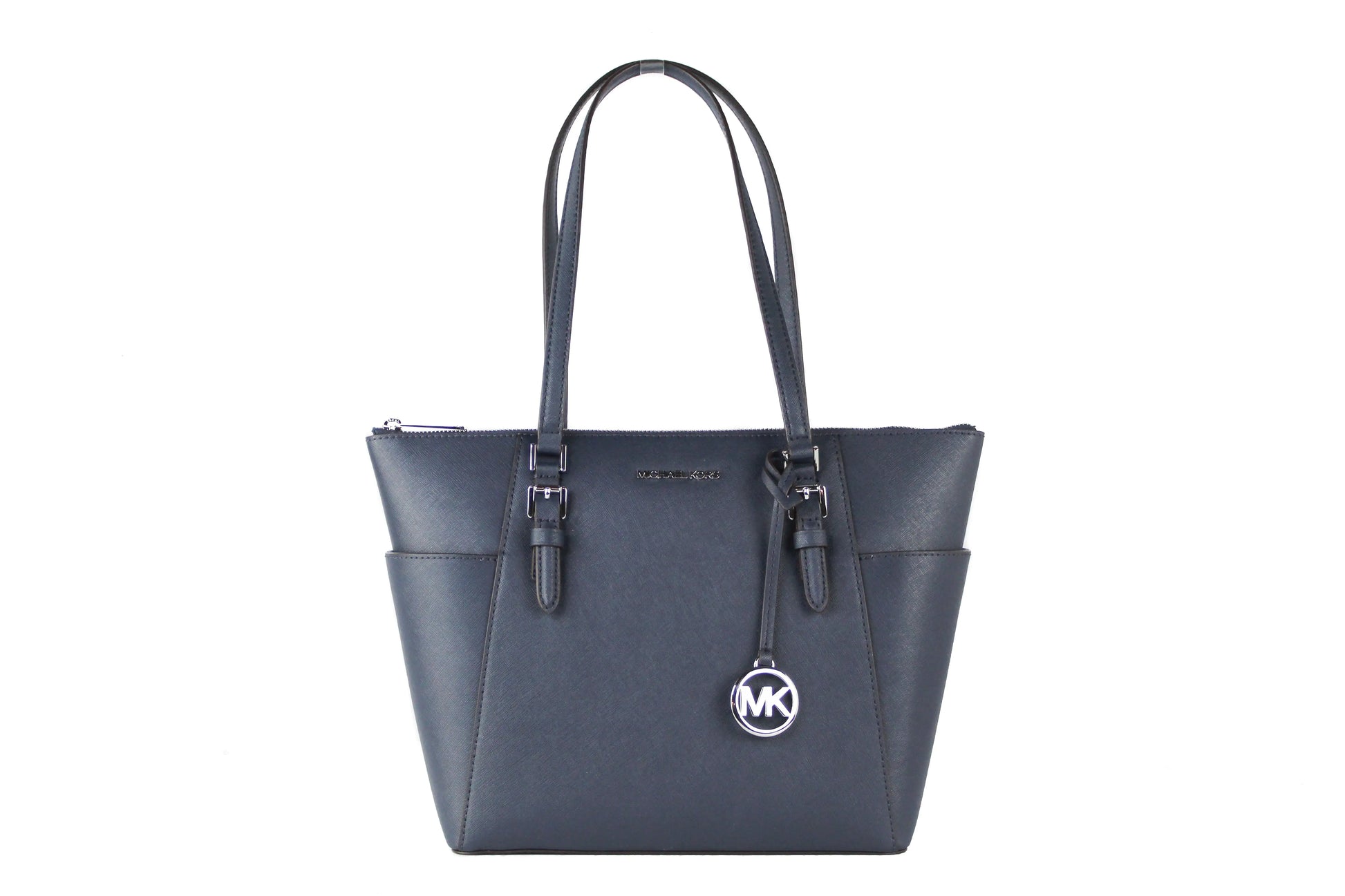 Michael Kors Charlotte Navy Leather Large Top Zip Tote - Estes Brands, LLC