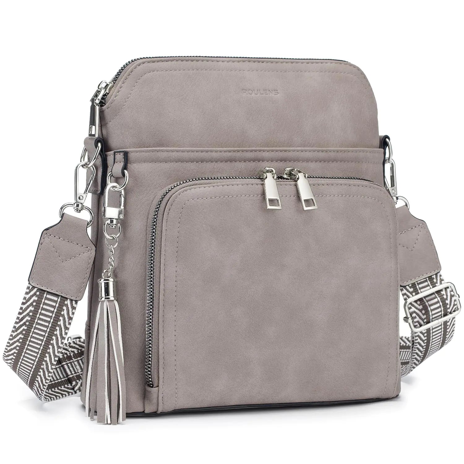 Crossbody Purse for Women,Lightweight Medium Crossbody Bag Soft Leather Women's Shoulder Handbags with Tassel Taupe.