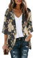 Women's Floral Print Puff Sleeve Kimono Cardigan Loose Cover Up Casual Blouse Tops Small Orange Black.