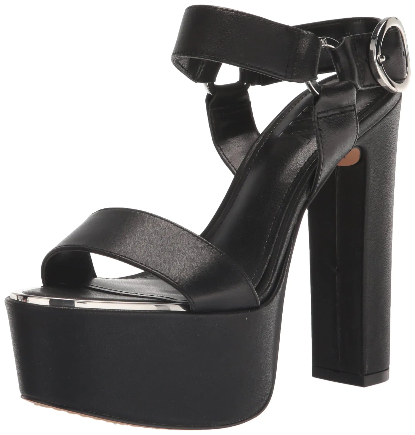 DKNY Womens Shila Platform Block Heel Heeled Sandal Black 8 - Estes Brands, LLC