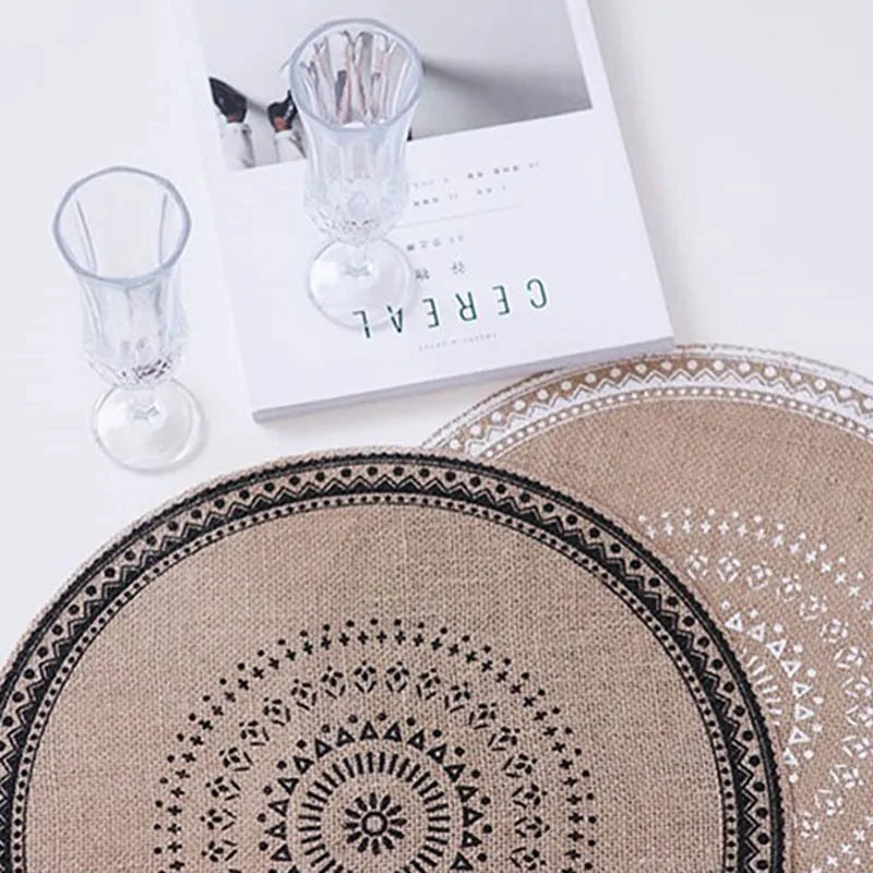 Nordic Style Round Embroidery Placemat Set