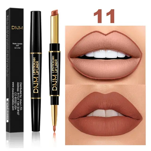 Double Ended Matte Lipstick Long Lasting Wateproof Lipsticks Brand Lip Makeup Cosmetics Dark Red Lips Liner Pencil Beauty - estesbrandsllc.com