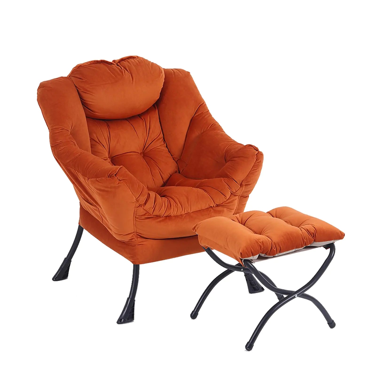 LITA Lazy Chair with Ottoman Modern Lounge Accent Chair with Armrests and a Side Pocket Leisure Upholstered Sofa Chair Set Reading Chair with Footrest for Small Space Corner ChairOrange - Estes Brands, LLC