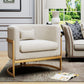 Apeaka Velvet Accent Chair Modern Barrel Chair with Gold Legs Upholstered Armchair for Bedroom Living Room Sofa Chair Club Side Chairs Ivory - Estes Brands, LLC